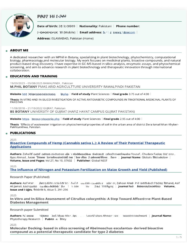 Daad Scholarship Winner CV | PDF