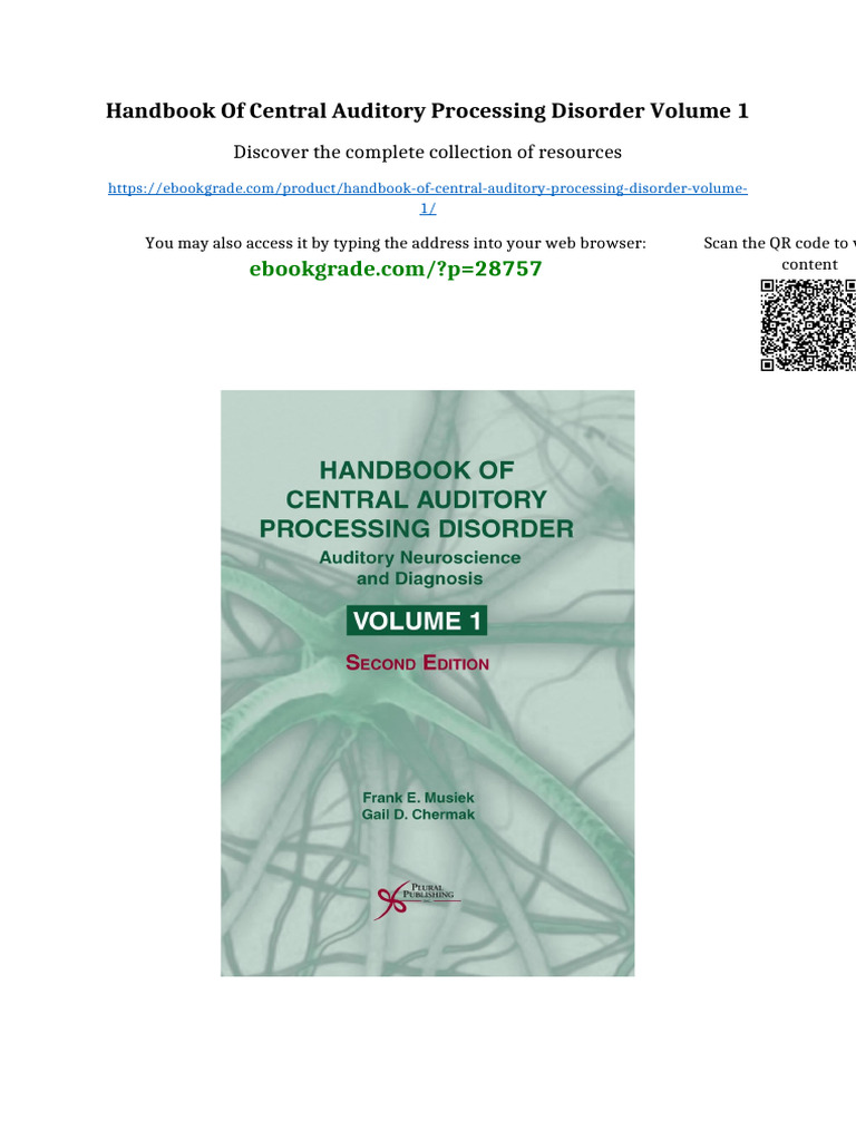 Handbook of Central Auditory Processing Disorder Volume 1 Complete ...