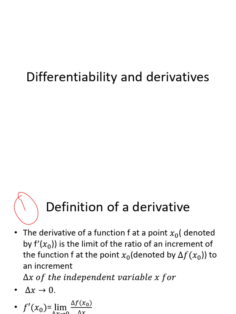 Differentiability and Derivatives 2025 | PDF | Derivative | Function ...
