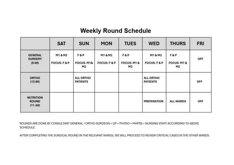 Weekly Round Schedule | PDF