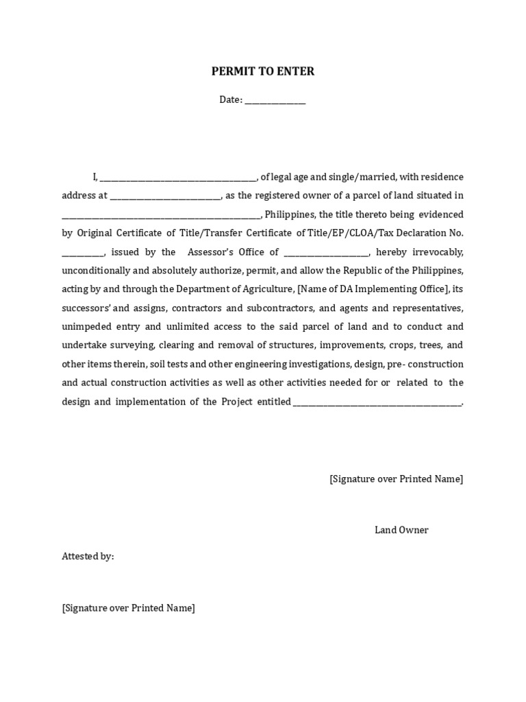 Permit To Enter | PDF
