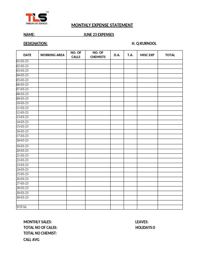 Expenses Format | PDF