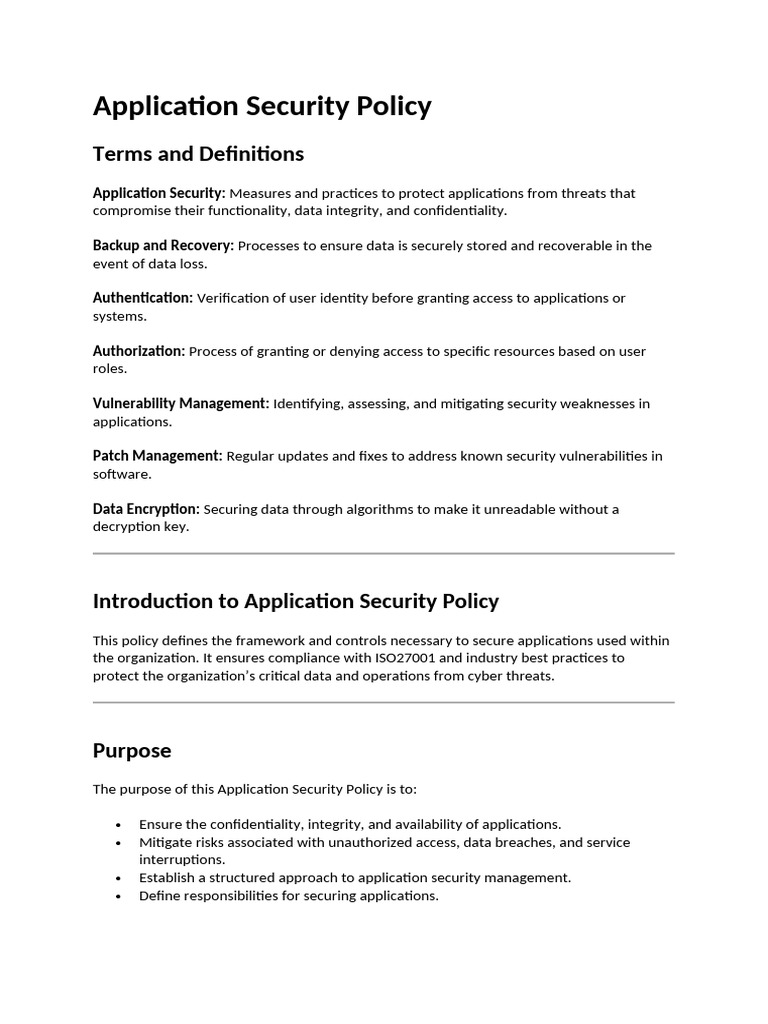 Application Security Policy | PDF | Information Security | Security