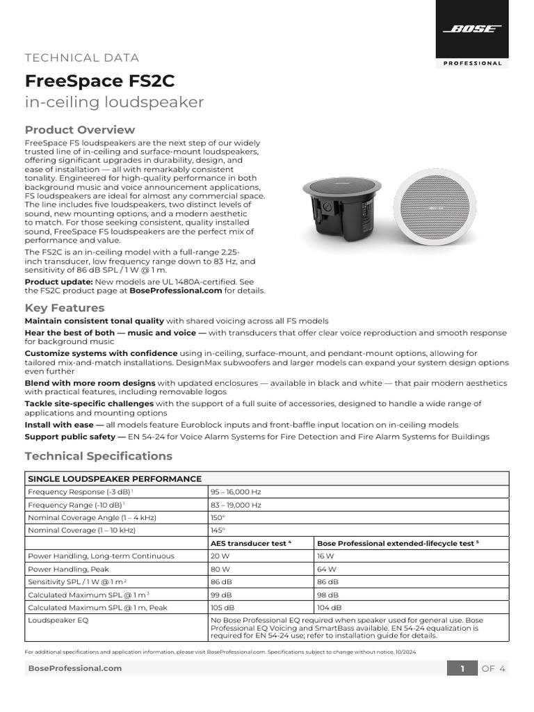 Bose FS2C | PDF | Loudspeaker | Audio Electronics