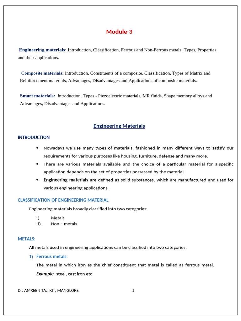 Module-3 Engineering, Composite and Smart Materials | PDF | Composite ...