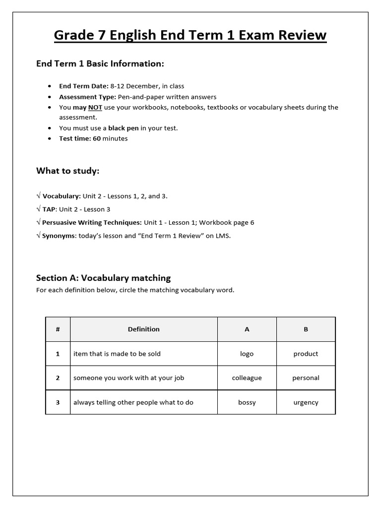 G7 - End of Term 1 - Review Pack (2025) | PDF | Advertising ...