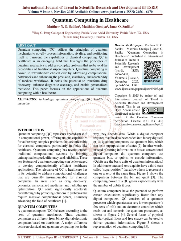 Quantum Computing in Healthcare | PDF | Quantum Computing ...