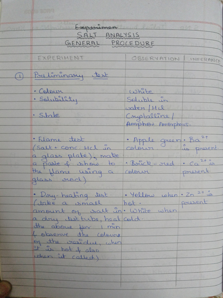 salt analysis notes | PDF