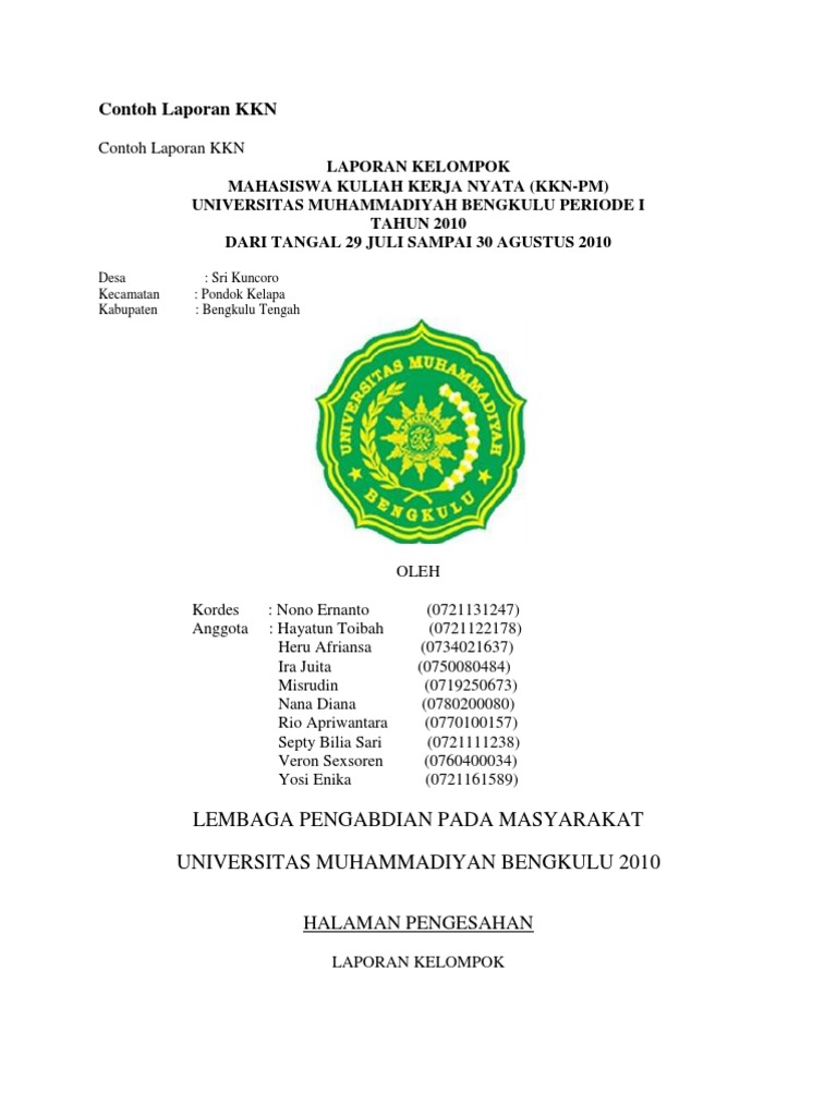 Contoh Laporan Kkn