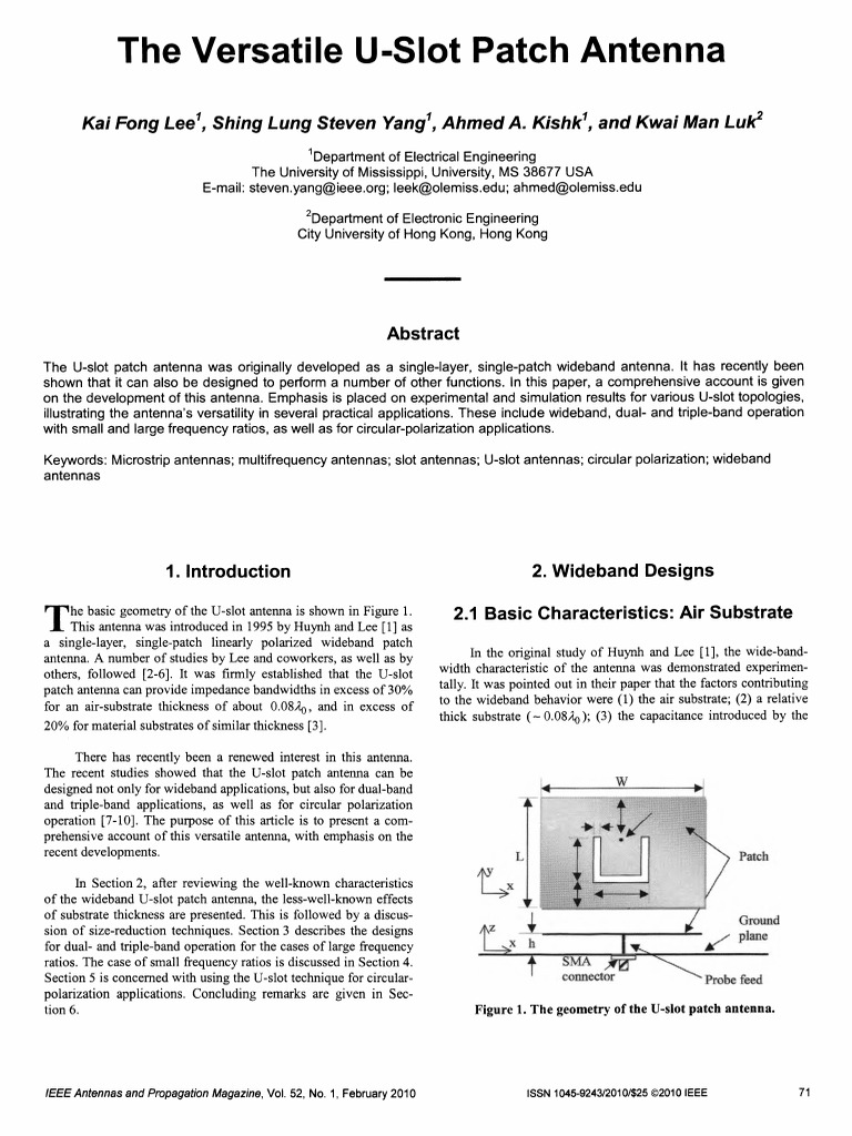 The_Versatile_U_Slot_Patch_Antenna | PDF | Antenna (Radio) | Bandwidth ...