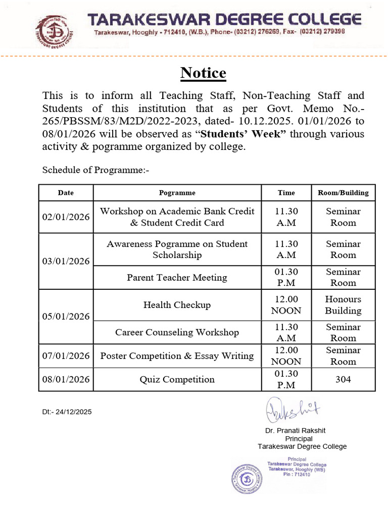 Student Week 2026 | PDF