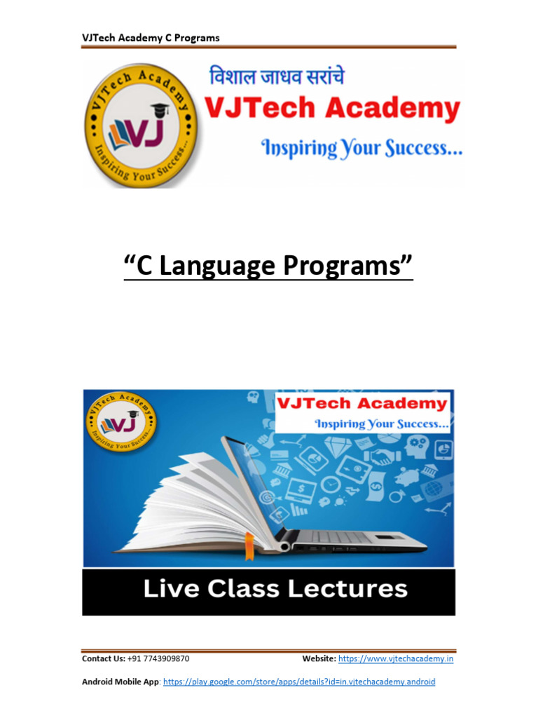 C Lang Demo Programs by VJTech Academy | PDF | Mobile App | Websites