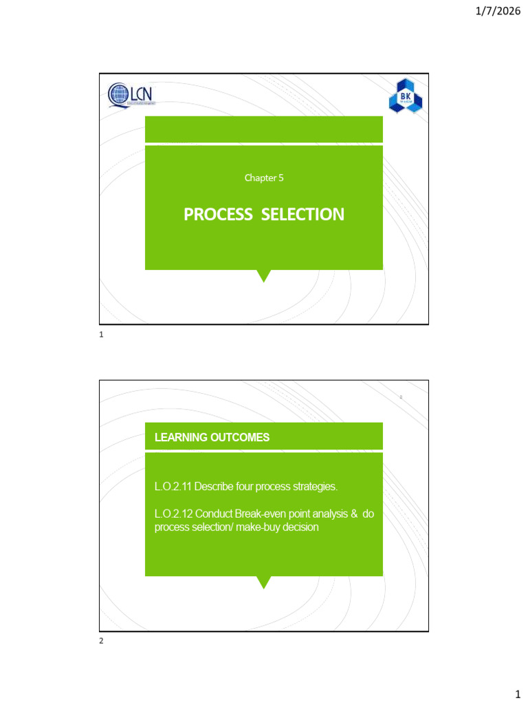 Chapter 5 - PROCESS SELECTION | PDF | Supply Chain Management | Business