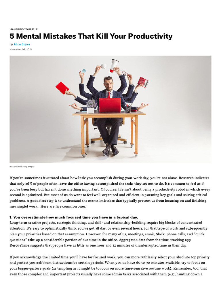 5 Mental Mistakes That Kill Your Productivity | PDF | Cognition ...