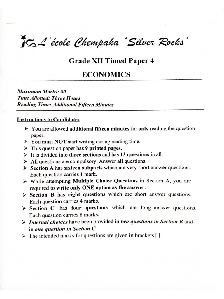 Economics Timed Paper Set-4 | PDF