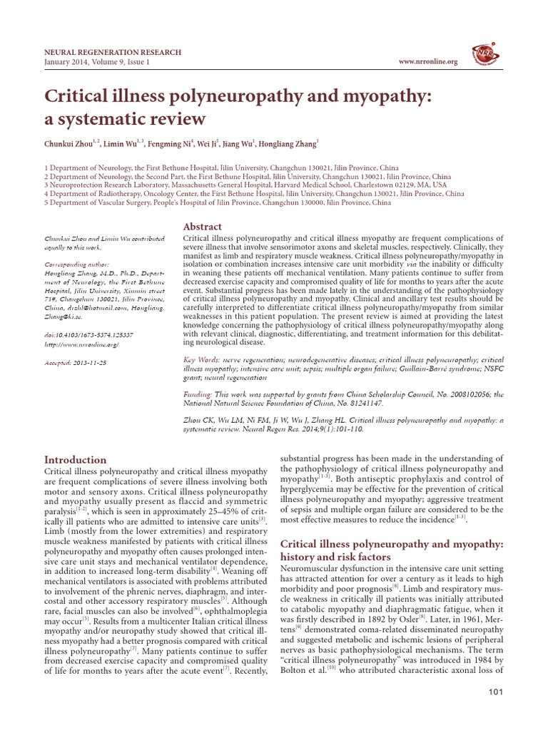 Critical Illness Polyneuropathy and Myopathy | PDF | Diseases And ...