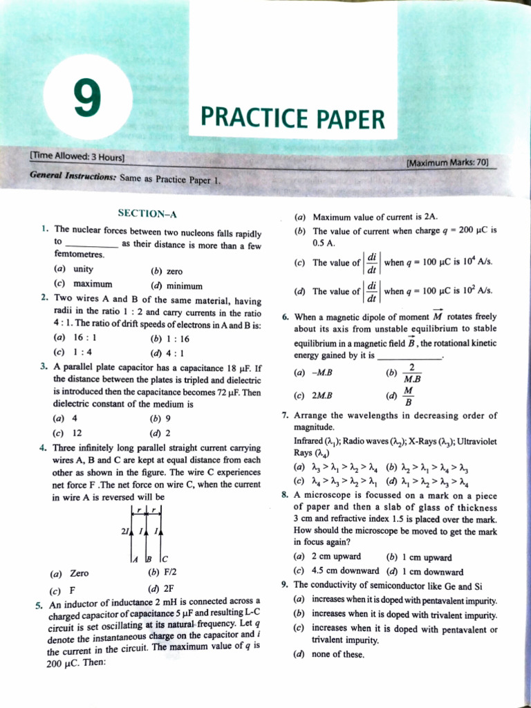 Physics Sample paper | PDF | P–N Junction | Physical Sciences