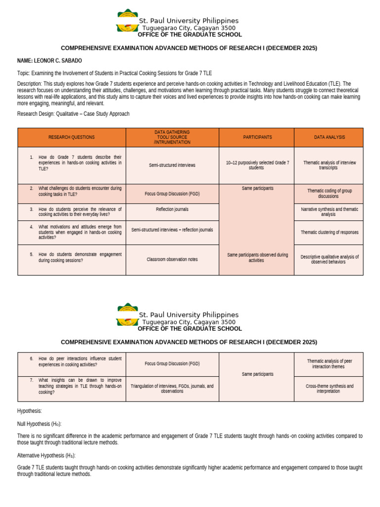 Research Plan (Compre Mst) - Leonor Sabado | PDF | Qualitative Research ...