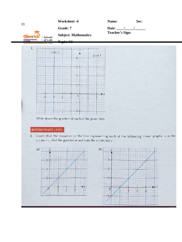 Worksheet - 4 Name: Sec: Grade: 7 Date: - / - / - Subject: Mathematics ...