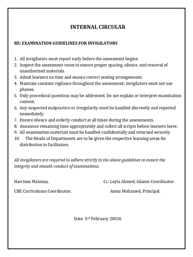 Invigilation Circular | PDF