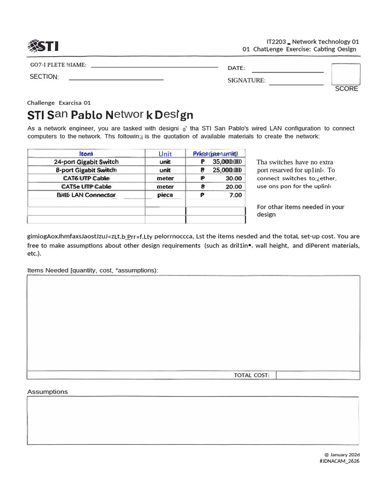 01-Challenge-Exercise-Cabling-Design | PDF | Electronics | Electrical ...