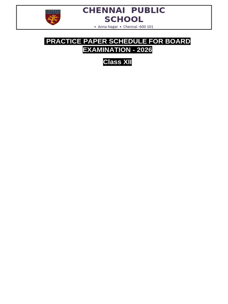 Commerce- Board Practice Paper Schedule | PDF