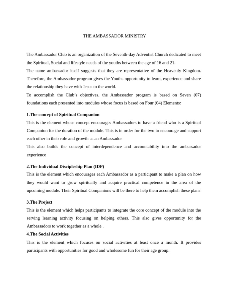 Ambassador & Young Adults Modules | PDF | Disciple (Christianity ...