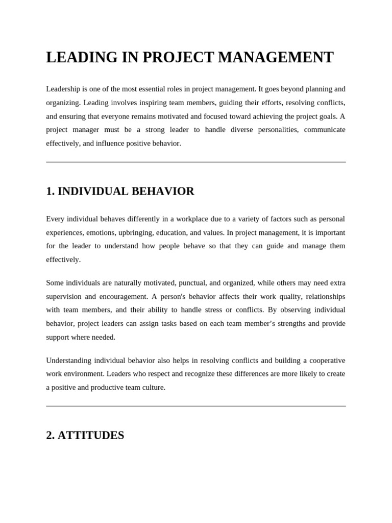 Leading in Project Management | PDF | Leadership | Motivation