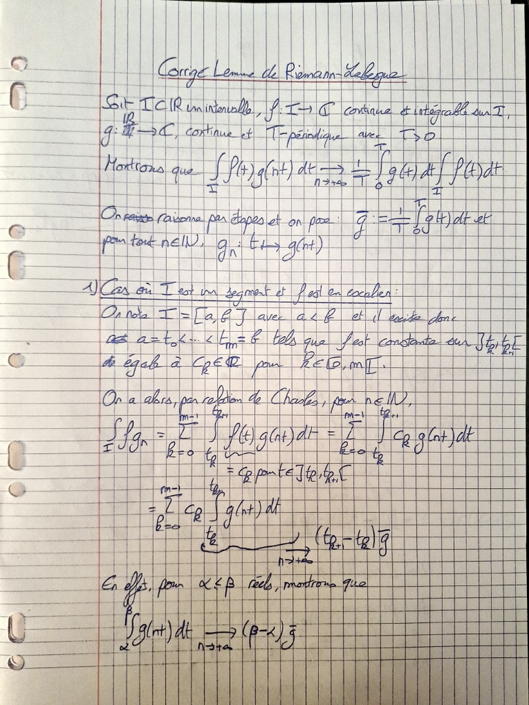 Lemme RiemannLebesgue Corrige PDF — free download