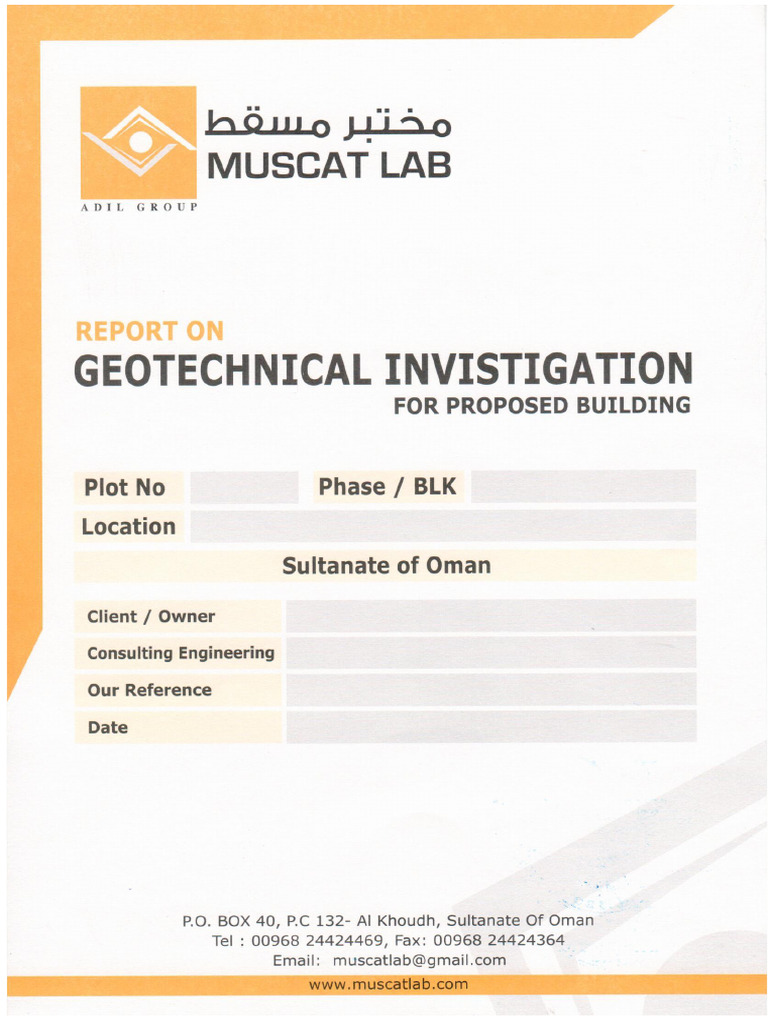 Soil Investigation Report JB No. 1403 | PDF | Concrete | Civil Engineering