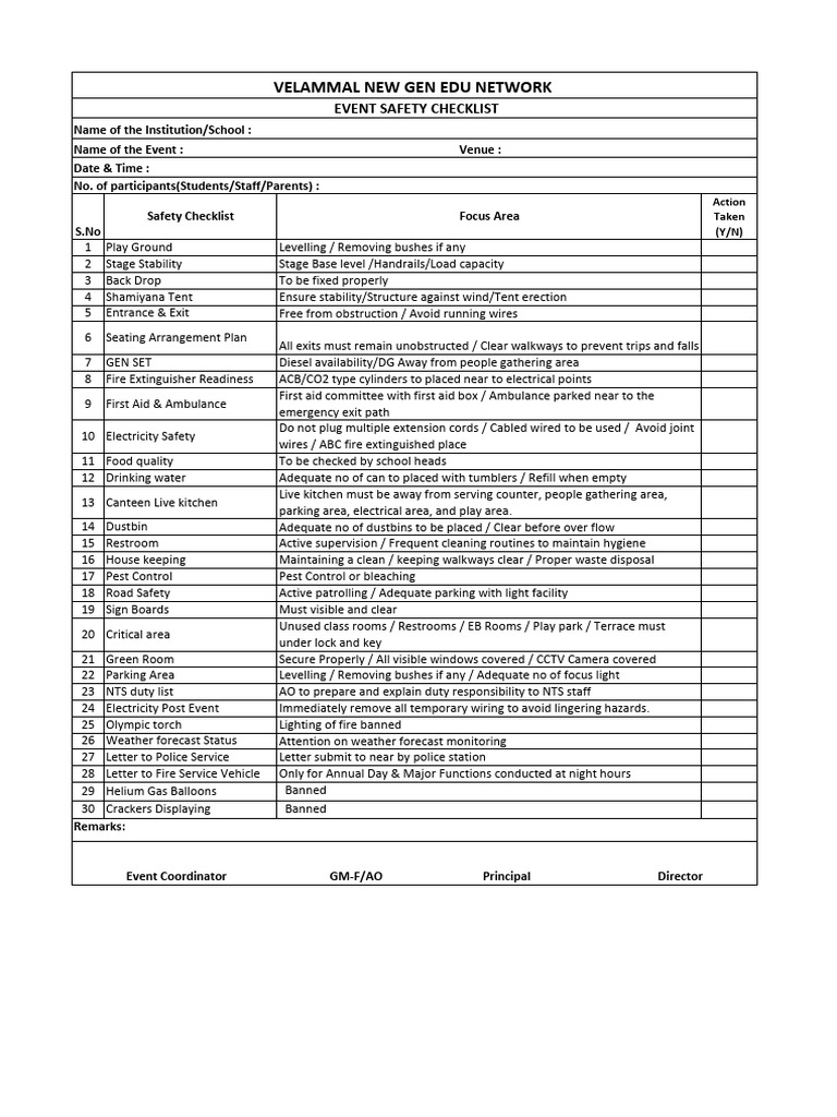 Events Safety Checklist-Updated | PDF