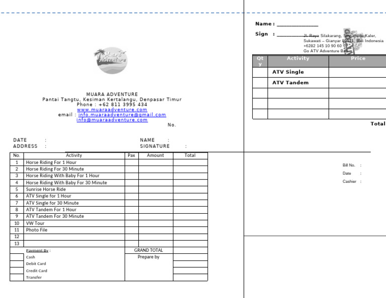 File Nota Muara Adventure Besar & Go Atv Adventure | PDF | Business ...