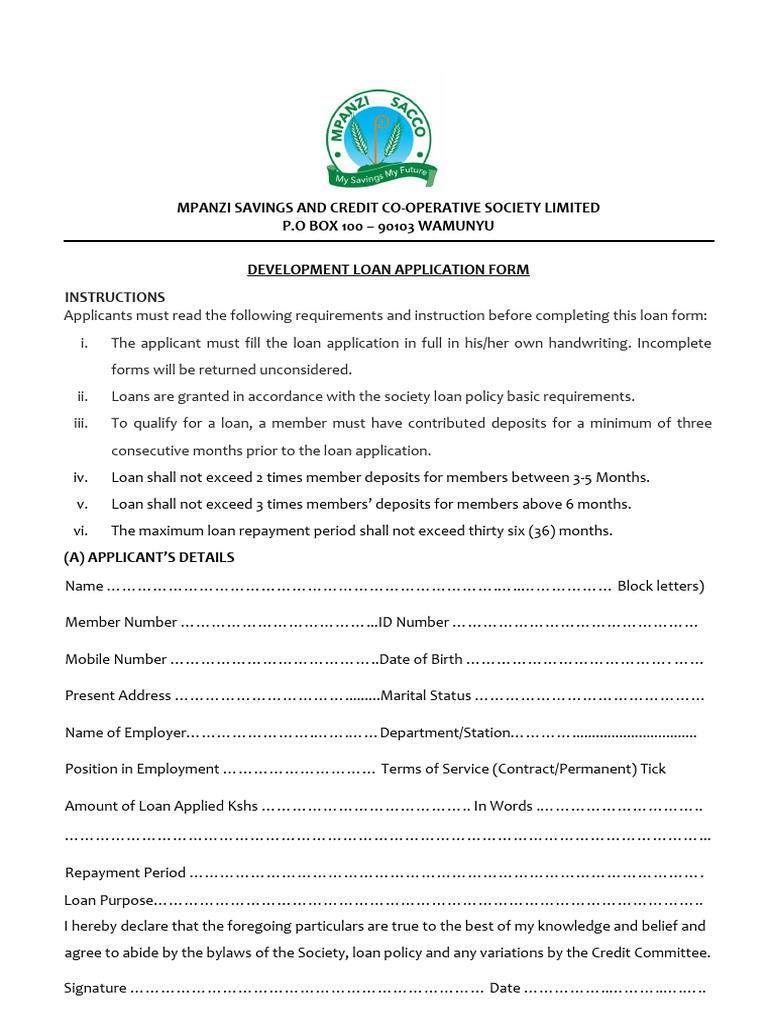 Loan Application Form | PDF | Loans | Interest