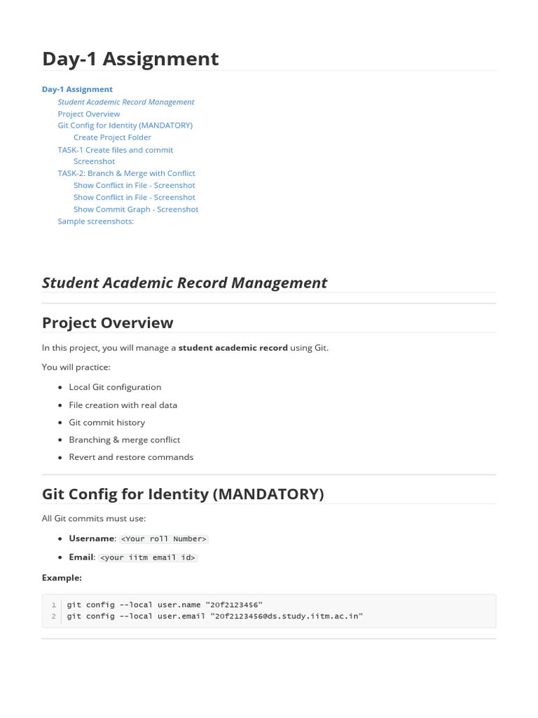 Day-1 Assignment - Hands-On Git Project | PDF | Operating System ...