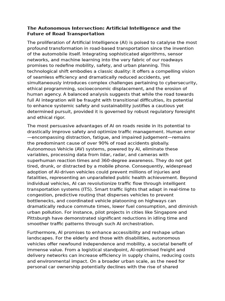 The Autonomous Intersection | PDF | Artificial Intelligence ...