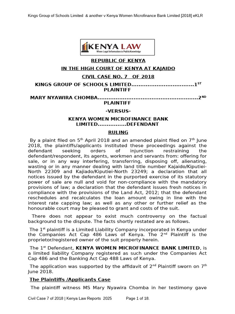 Civil Case 7 of 2018 | PDF | Interest | Lawsuit