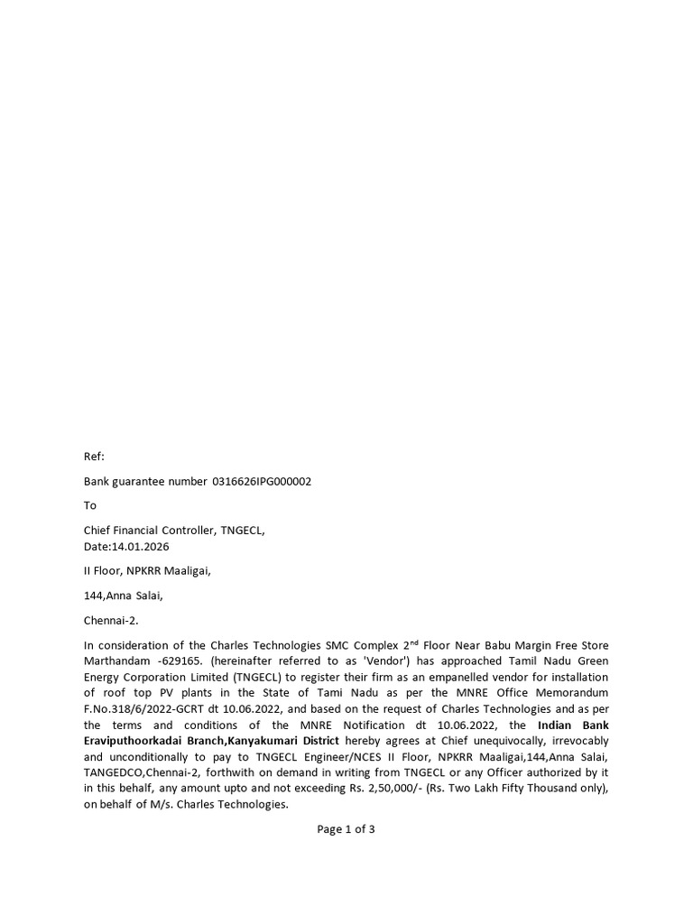 Bank Guarantee Ebenezer 14.01.2026 | PDF | Justice | Crime & Violence