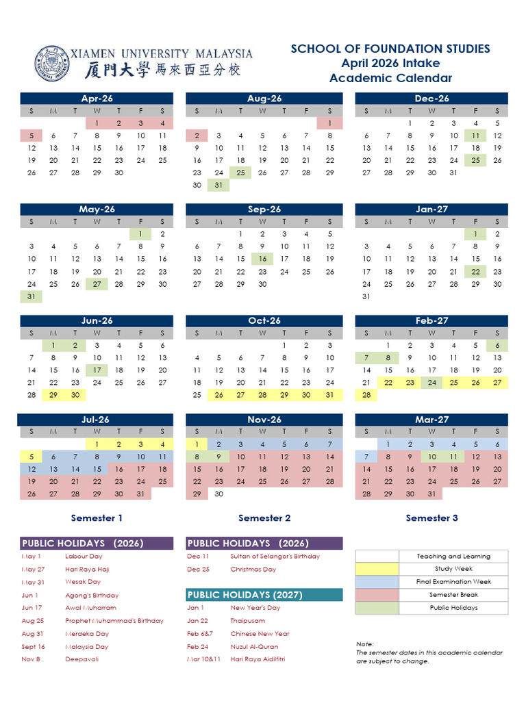 Academic Calendar (April 2026 Intake) | PDF | Observances | Malaysia