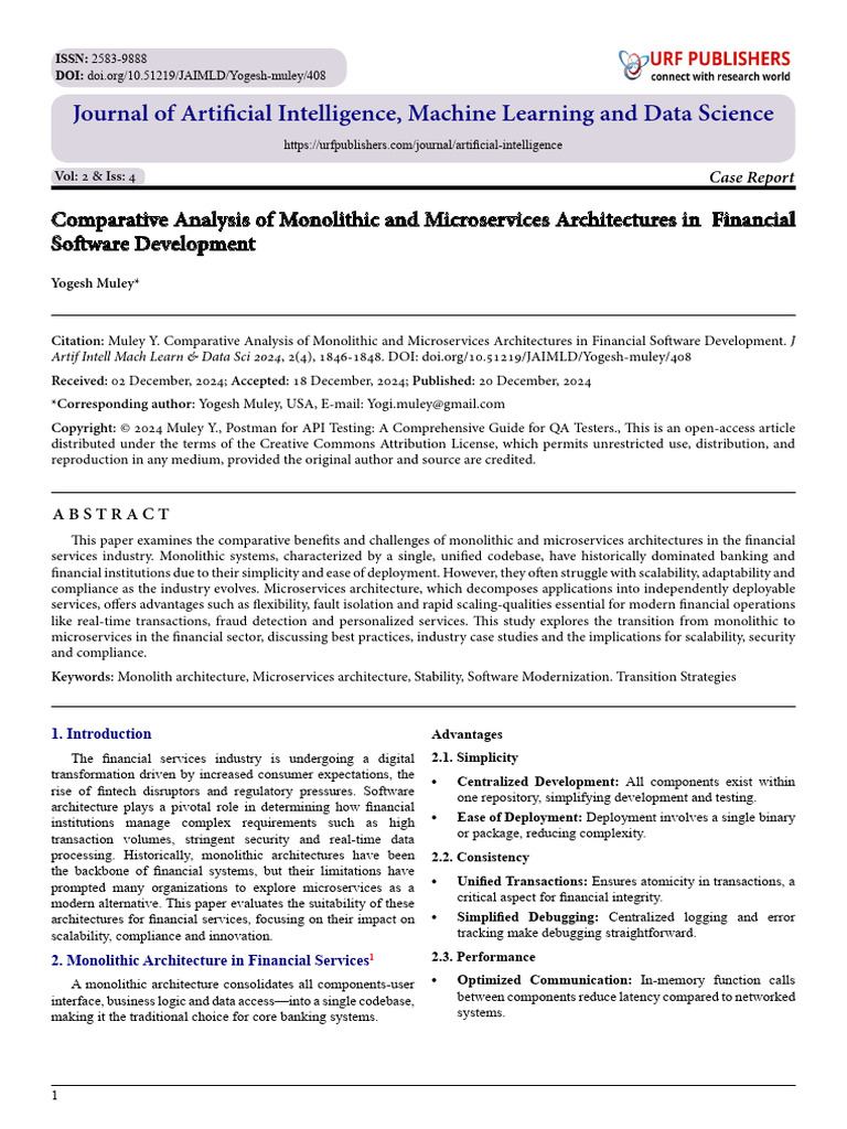 Comparative Analysis of Monolithic and Microservices Architectures in ...