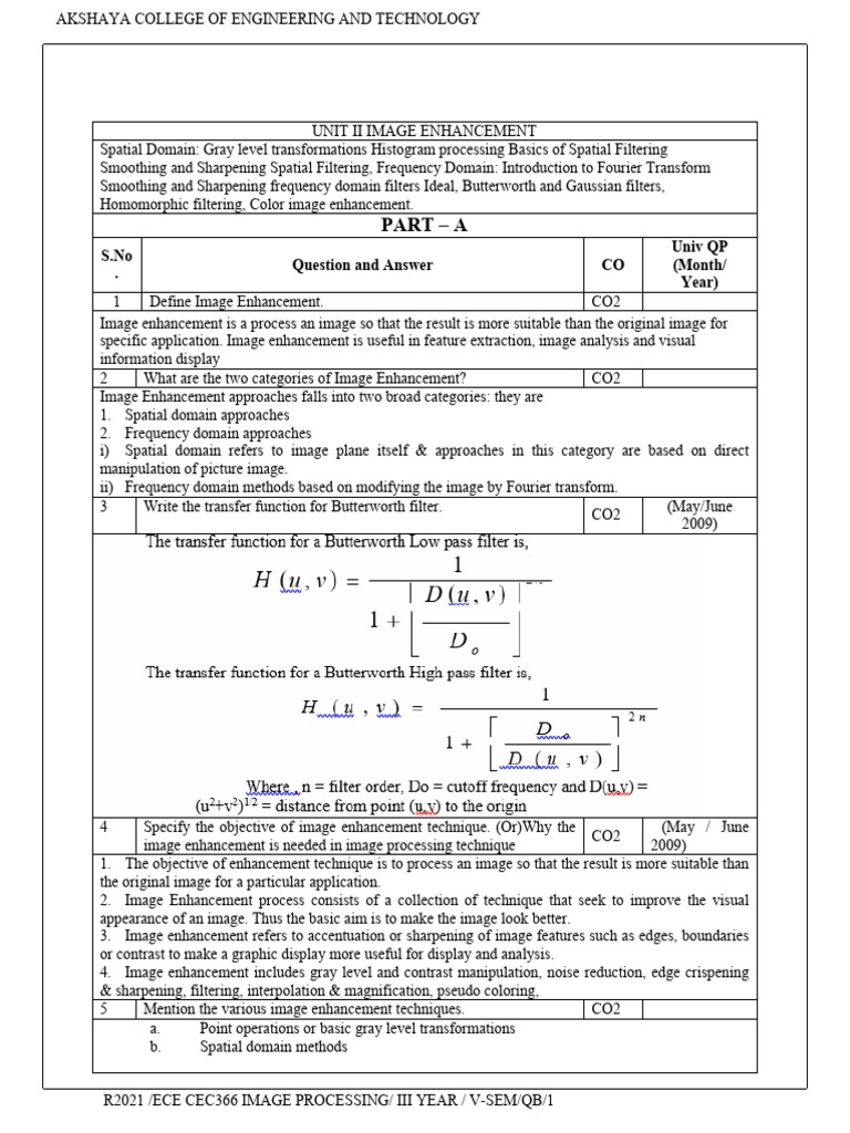 UNIT 2 QB | PDF | Image Editing | Filter (Signal Processing)