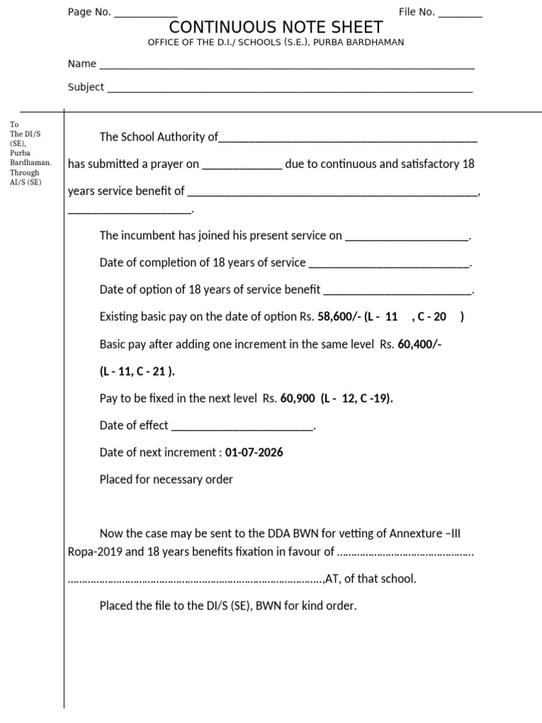 Continuous Note Sheet: 58,600/ - (L - 11, C - 20) 60,400/ - (L - 11, C ...