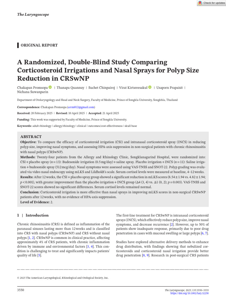 The Laryngoscope - 2025 - Promsopa - A Randomized Double‐Blind Study ...