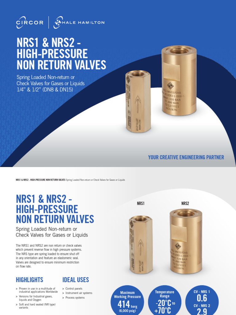 Datasheet NRS1 NRS2 2023 | PDF | Valve | Mechanical Engineering