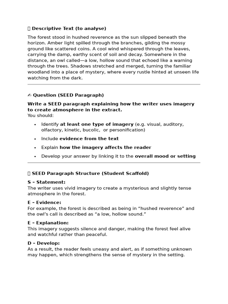 ? Descriptive Text SEED Paragraph | PDF