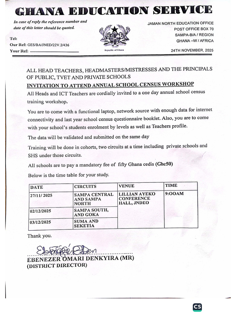 Invitation - Annual School Census 2025 | PDF