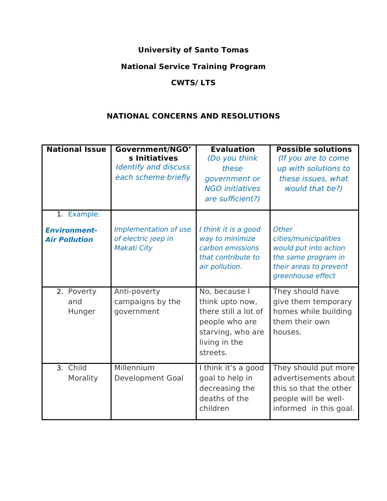 National Issues and Solutions Analysis | PDF