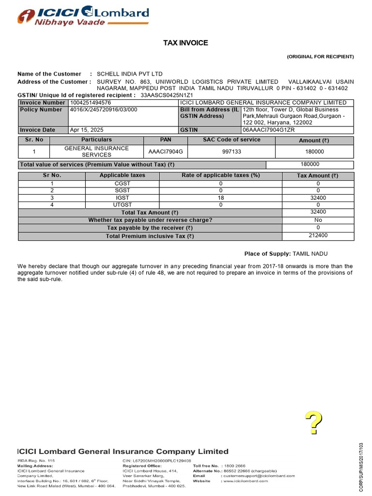 InvoiceNo_1004251494576 | PDF | Economies | Insurance