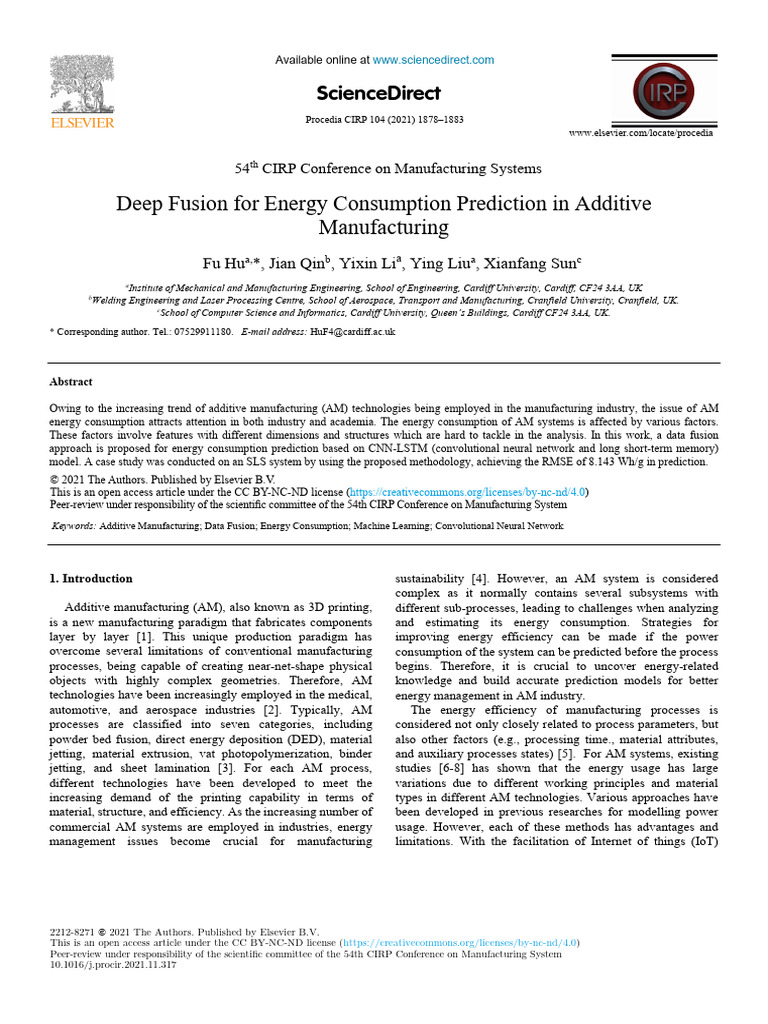 Deep Fusion for Energy Consumption Prediction in Additive Ma 2021 ...