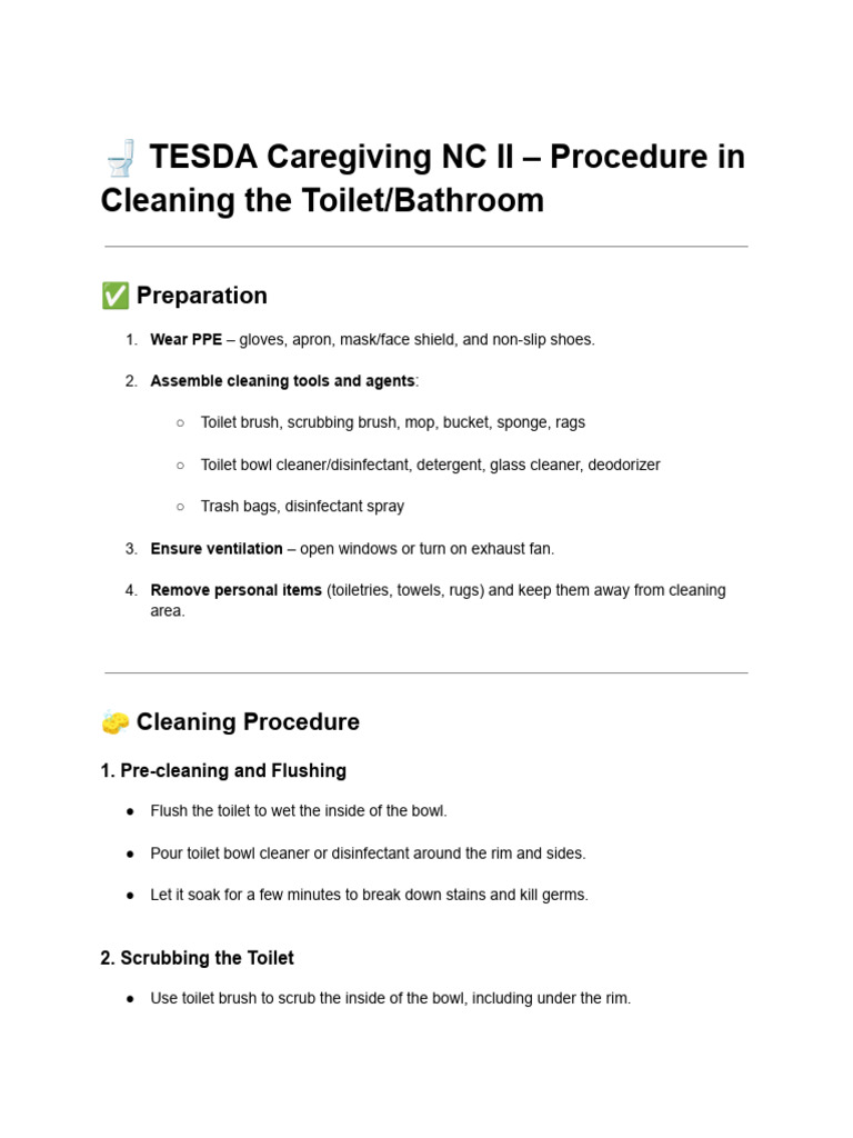 CG2 Cleaning The Toilet | PDF | Housekeeping | Toilet