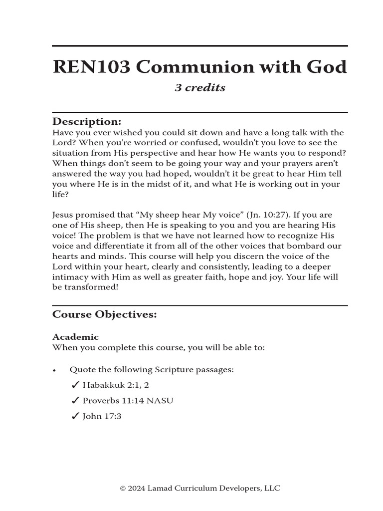REN103 Communion With God | PDF | God | Logos